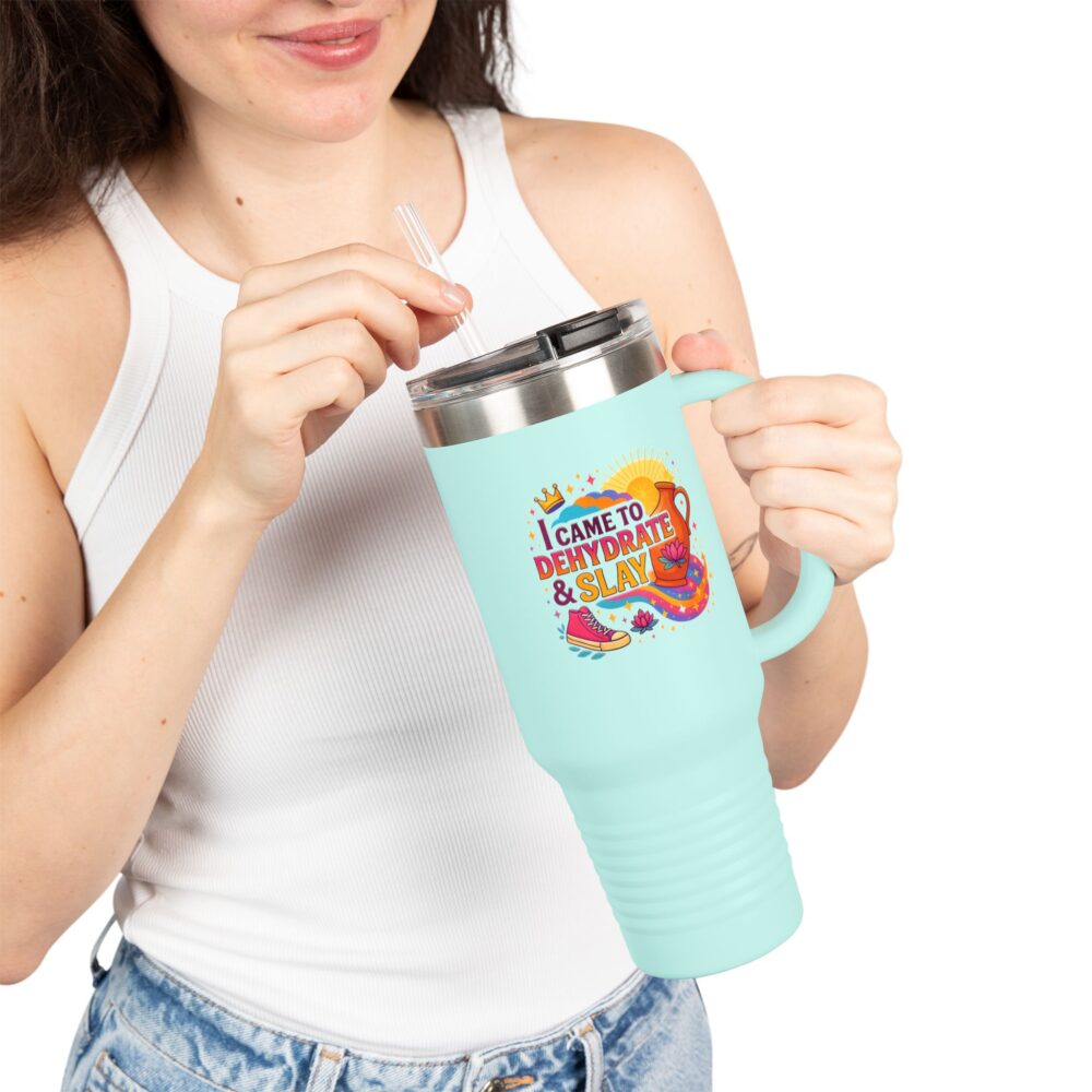 Colorful Hyderated & Slaying Insulated Travel Mug – Perfect Gift for Motivated Individuals, Inspiring Quotes, Hydration on the Go, Travel Accessories, [...] - Image 6