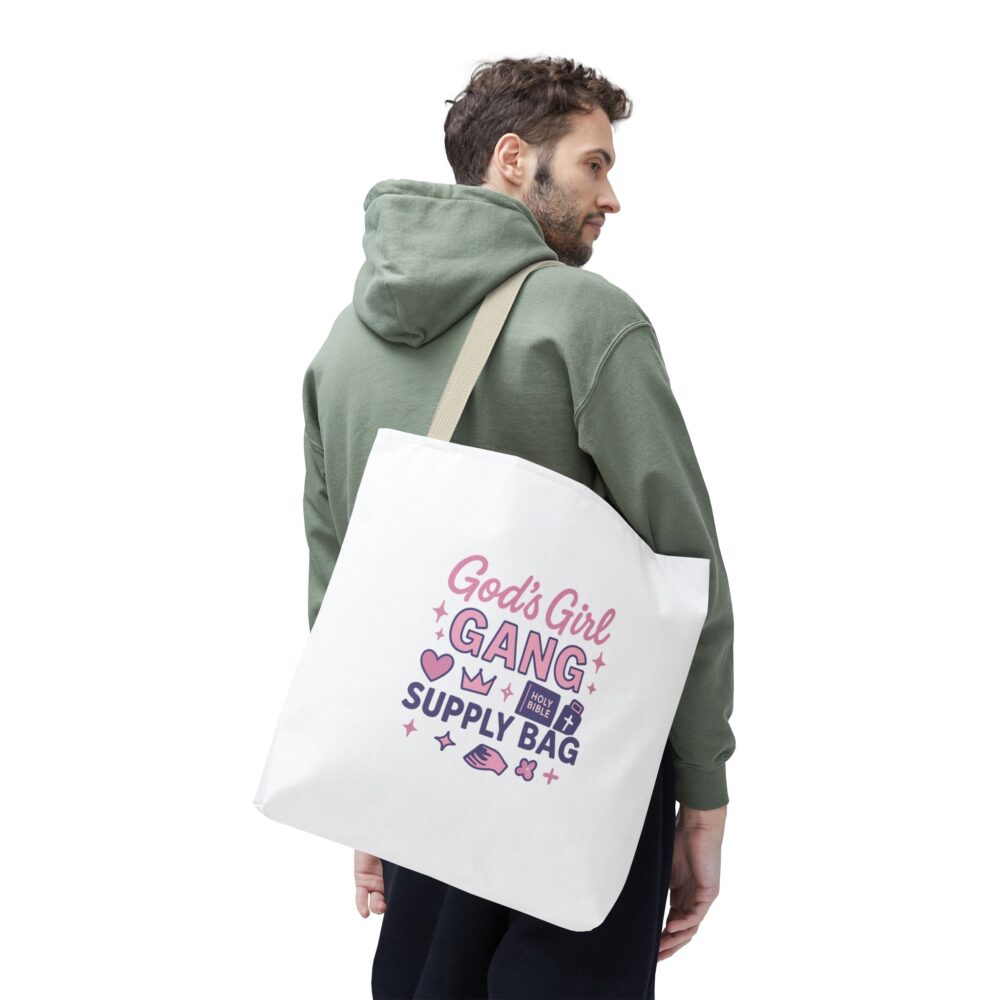 "God's Girl Gang Supply Bag" - Tote Bag for Empowered Women, Stylish Gift, Everyday Use, Weekend Outings, Prayer Group Essentials - Image 12