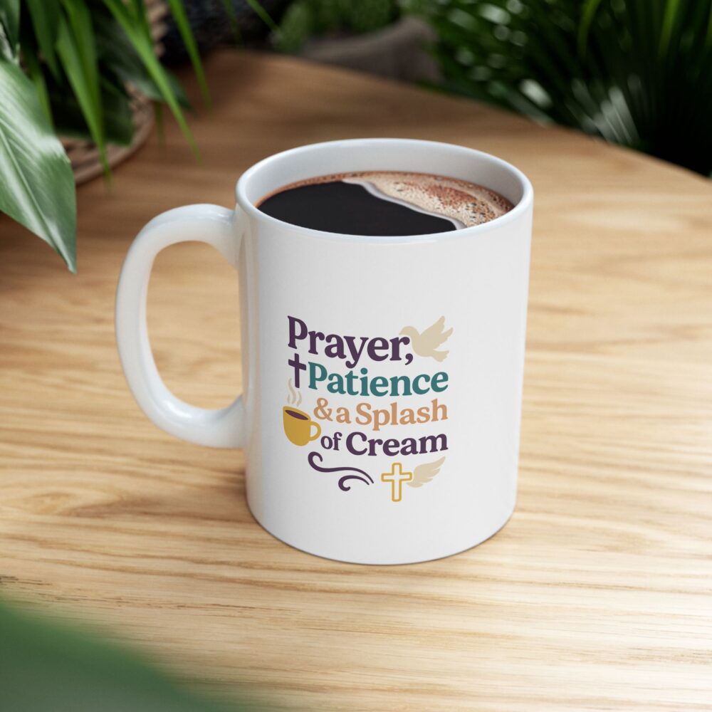 Prayer Patience & Splash of Cream - Ceramic Mug - "Perfect Peace" Inspirational Coffee Mug for Relaxation, Gift for Self-Care, Cozy Home Decor, Sips of Joy, Mindfulness Mug - Image 9