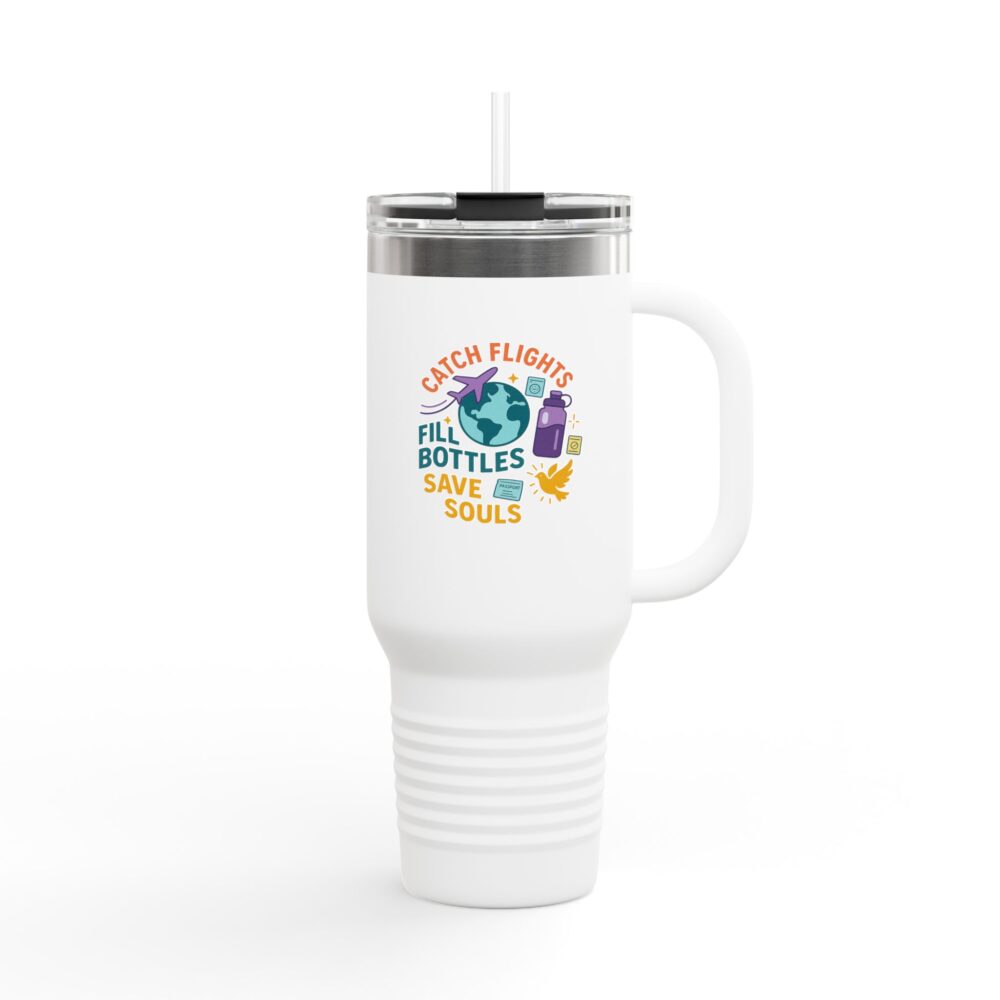 Catch Flights Travel Mug, 40oz Insulated Coffee Cup for Travelers, Unique Gift for Adventurers, Eco-Friendly Reusable Tumbler - Image 2