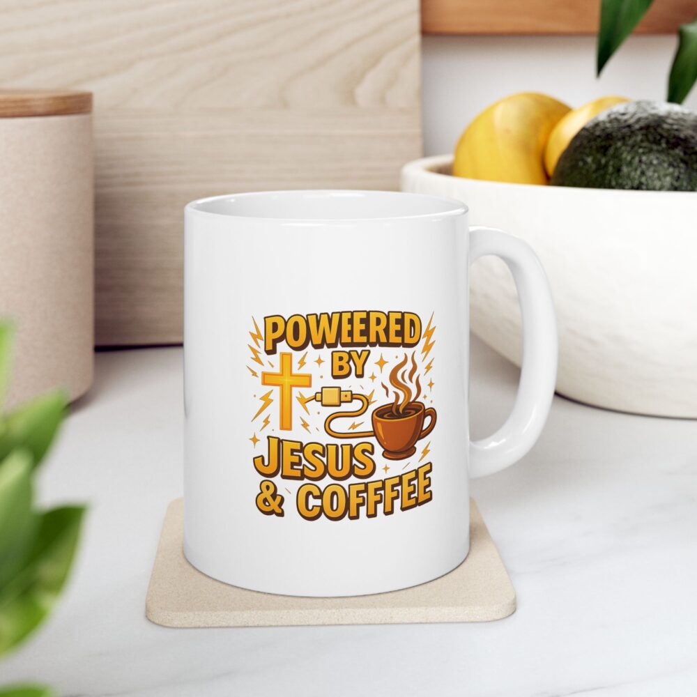 Powered by Jesus and Coffeeee - Energizing Coffee Mug, Personalized Gift, Fun Kitchen Decor, Coffee Lover's Essential, Motivational Java Cup, Perfect for Birthdays, [...] - Image 7