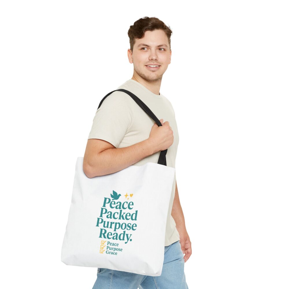 Peace Packed Purpose Tote Bag, Inspirational Eco-Friendly Bags, Perfect for Everyday Use, Gifts for Friends, Stylish Shopping Bag - Image 2