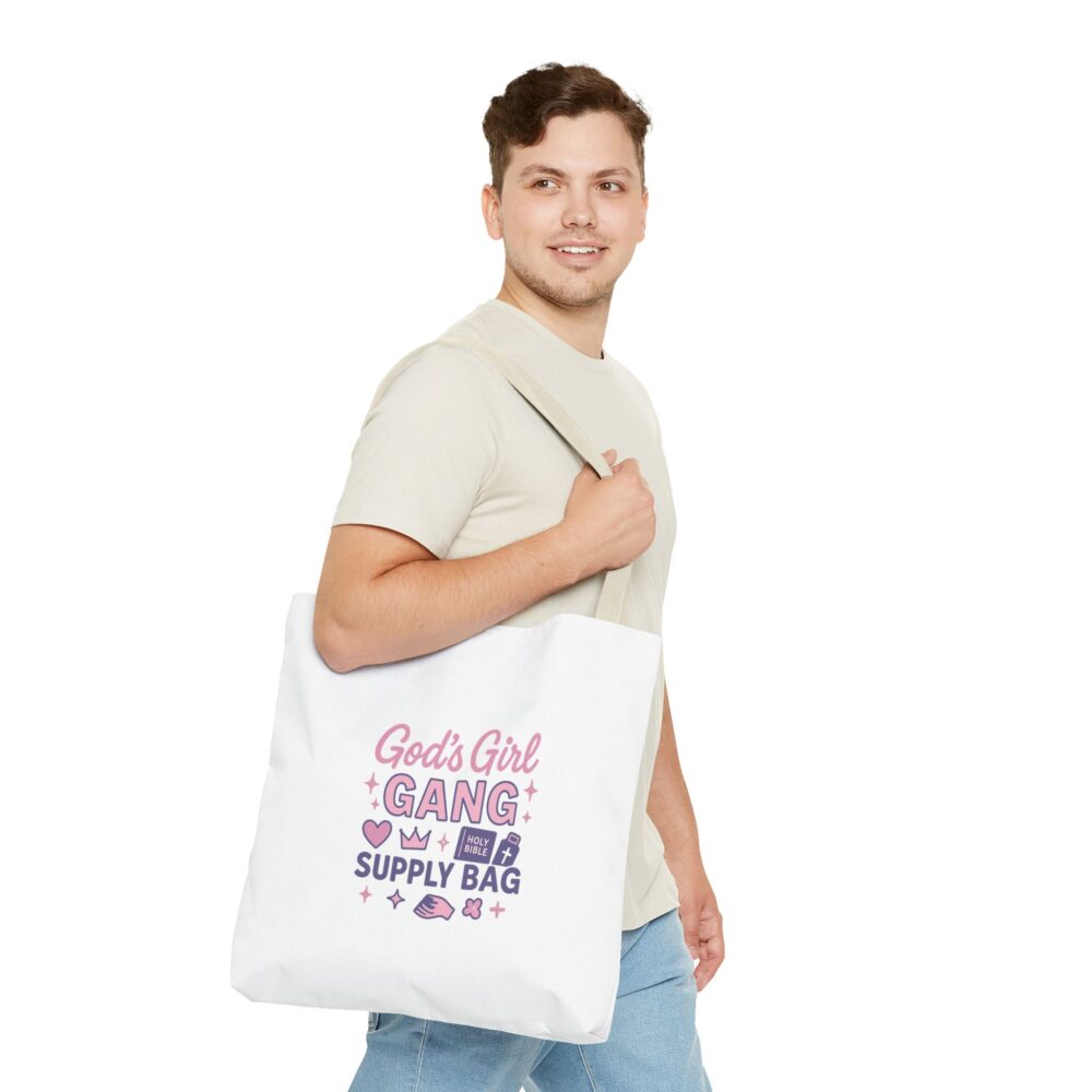 "God's Girl Gang Supply Bag" - Tote Bag for Empowered Women, Stylish Gift, Everyday Use, Weekend Outings, Prayer Group Essentials - Image 11