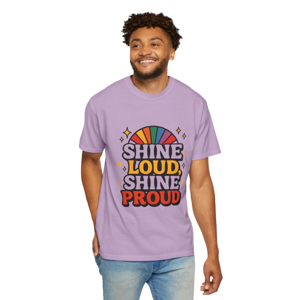 Rainbow Pride Unisex T-Shirt - Shine Loud Shine Proud, LGBTQ+ Apparel, Gift for Pride Month, Comfortable Casual Wear, Retro Style Tee, [...] - Image 4