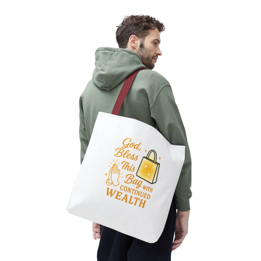 God Bless This Tote Bag with Continued Wealth | Motivational Tote, Gift for Her, Shopping Bag, Prayer Bag, Spiritual Tote - Image 6