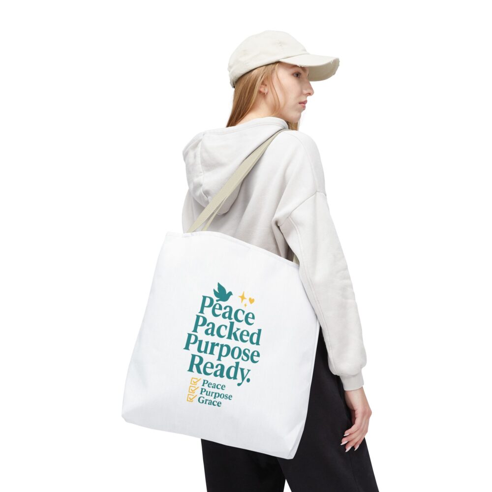 Peace Packed Purpose Tote Bag, Inspirational Eco-Friendly Bags, Perfect for Everyday Use, Gifts for Friends, Stylish Shopping Bag - Image 16