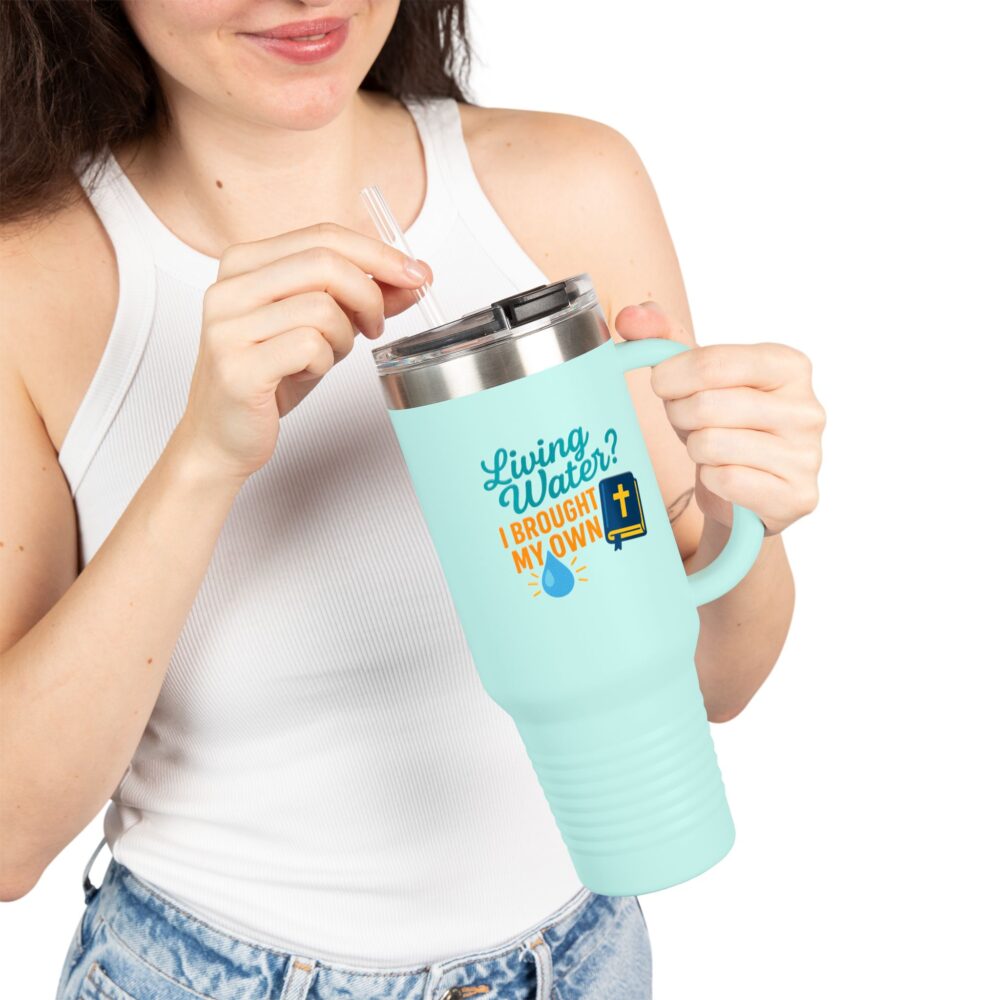 Living Water Insulated Travel Mug, 40oz - Perfect for Adventurers or as a Faithful Gift, Travel Mug, Bible Verse Mug, Custom [...] - Image 6