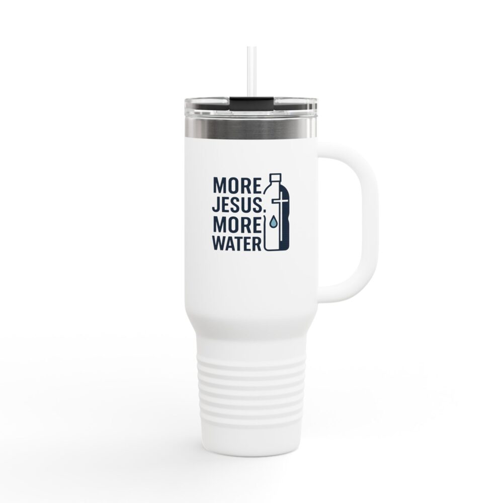 More Jesus, More Water Inspirational Insulated Travel Mug - 40oz, Motivational Water Bottle, Faith-Based Tumbler, Perfect for Coffee & Tea Lovers, Great Gift Idea - Image 2