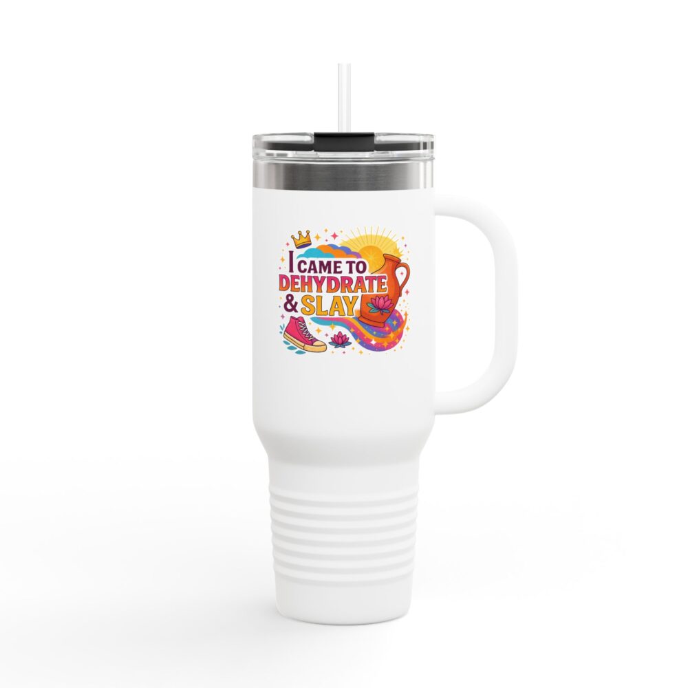 Colorful Hyderated & Slaying Insulated Travel Mug – Perfect Gift for Motivated Individuals, Inspiring Quotes, Hydration on the Go, Travel Accessories, [...] - Image 2