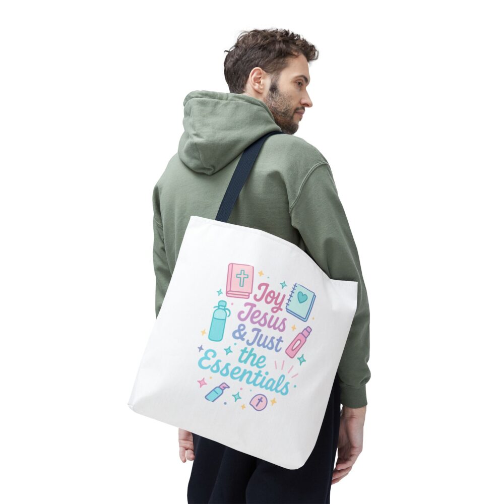 Joyful Jesus Tote Bag, Christian Shopping Tote, Inspirational Gift for Her, Cute AOP Bag, Essentials Carrier, Faith-Based Accessory - Image 15