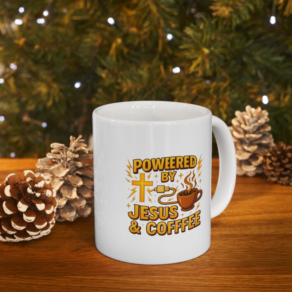 Powered by Jesus and Coffeeee - Energizing Coffee Mug, Personalized Gift, Fun Kitchen Decor, Coffee Lover's Essential, Motivational Java Cup, Perfect for Birthdays, [...]