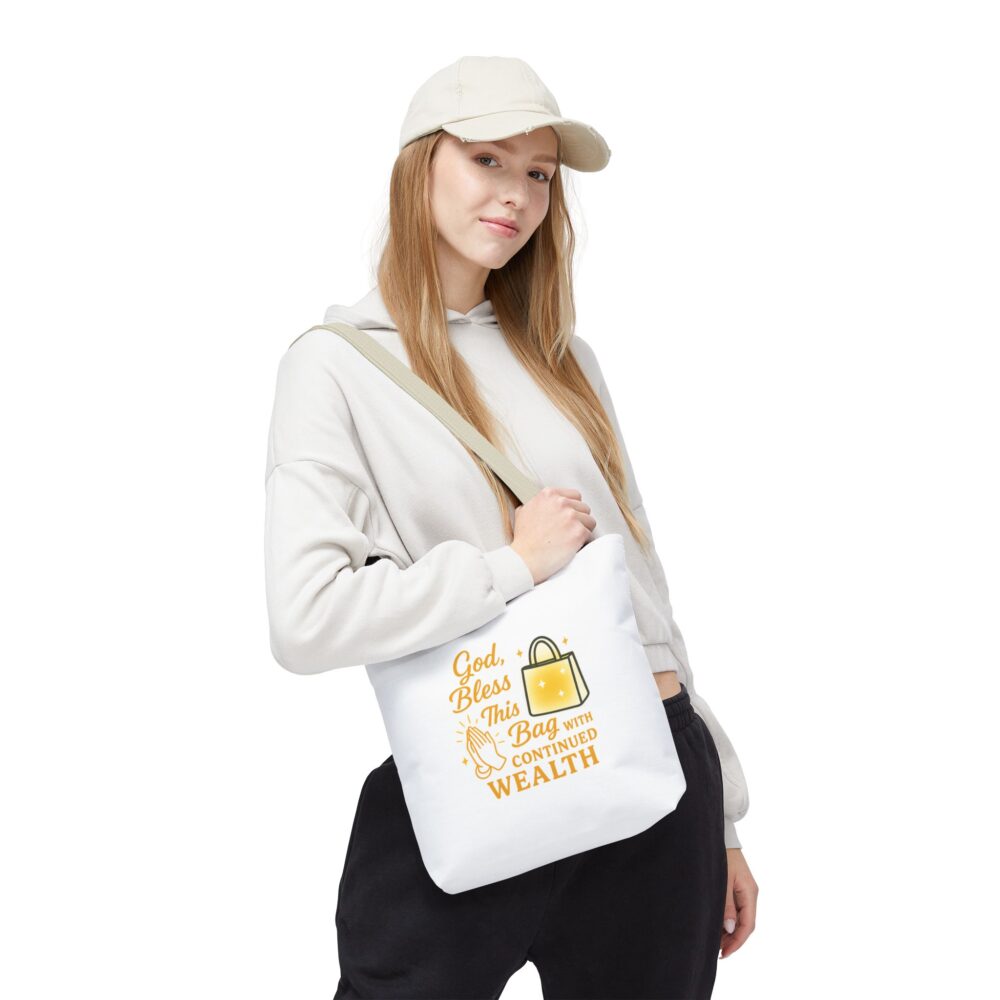 God Bless This Tote Bag with Continued Wealth | Motivational Tote, Gift for Her, Shopping Bag, Prayer Bag, Spiritual Tote - Image 9