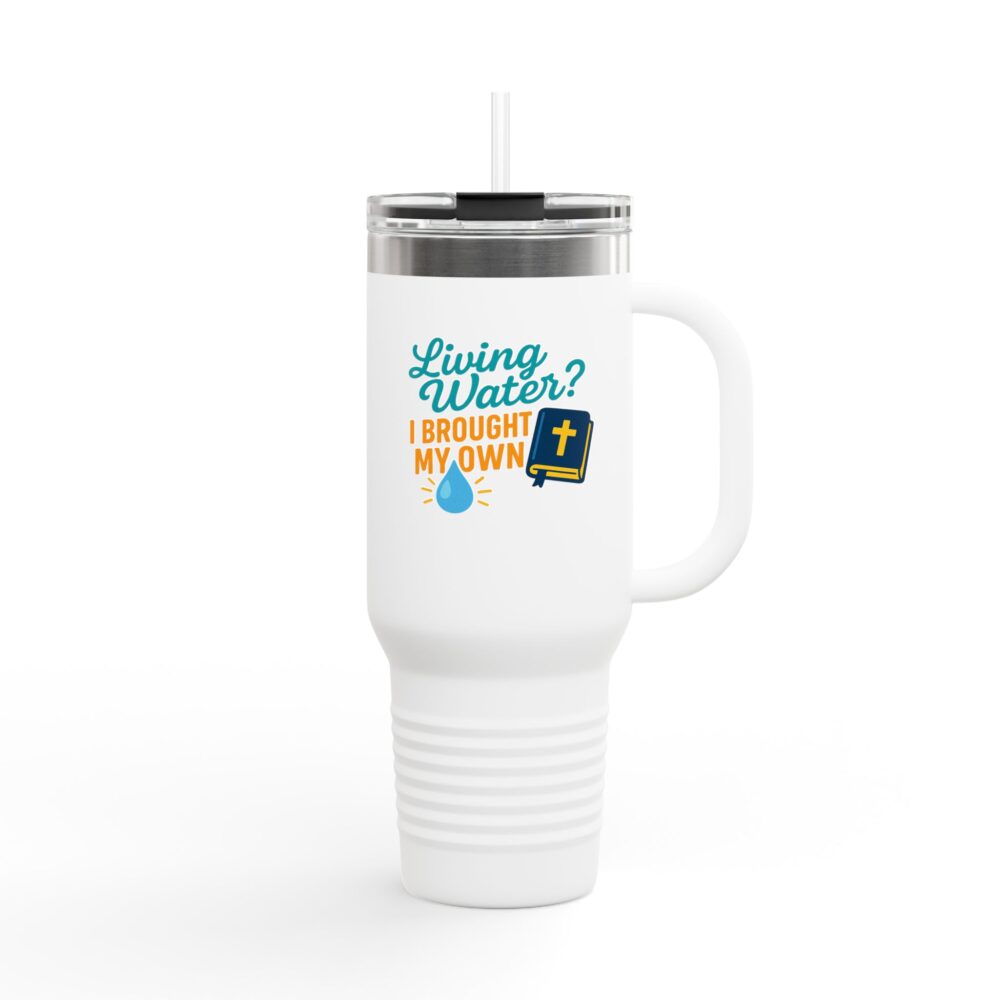 Living Water Insulated Travel Mug, 40oz - Perfect for Adventurers or as a Faithful Gift, Travel Mug, Bible Verse Mug, Custom [...] - Image 2
