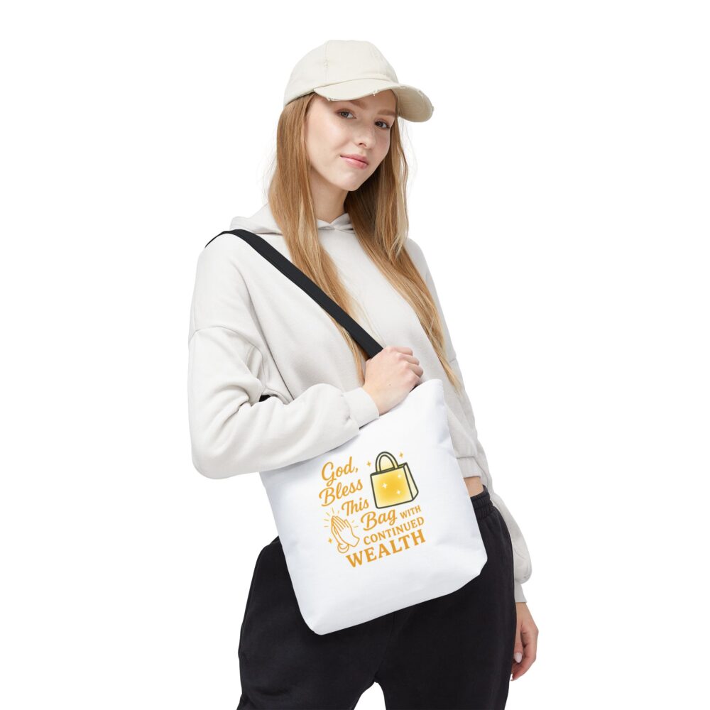 God Bless This Tote Bag with Continued Wealth | Motivational Tote, Gift for Her, Shopping Bag, Prayer Bag, Spiritual Tote