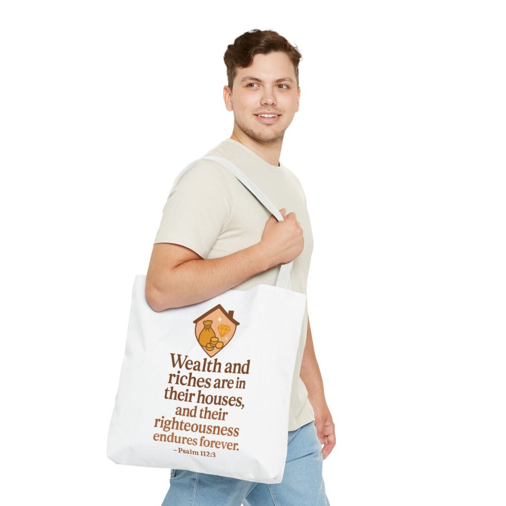 Inspirational Tote Bag, Bible Verse Carryall, Motivational Shopping Bag, Gift for Her, Psalm 112:3 Quote Bag, Versatile Everyday Tote - Image 10