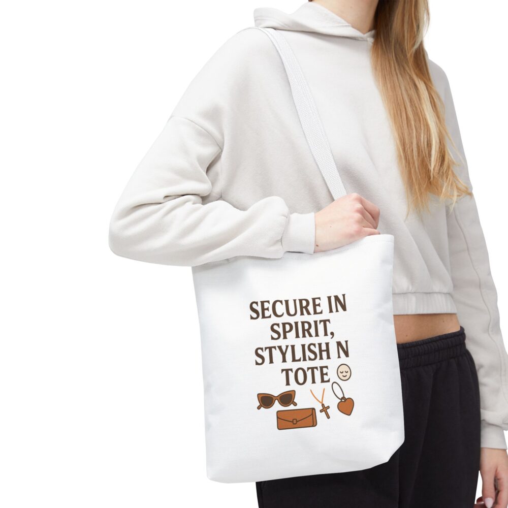 Stylish Tote Bag for Everyday Use, Secure in Spirit Tote, Eco-Friendly Bag, Gift for Her, Perfect for Shopping and Travel - Image 2
