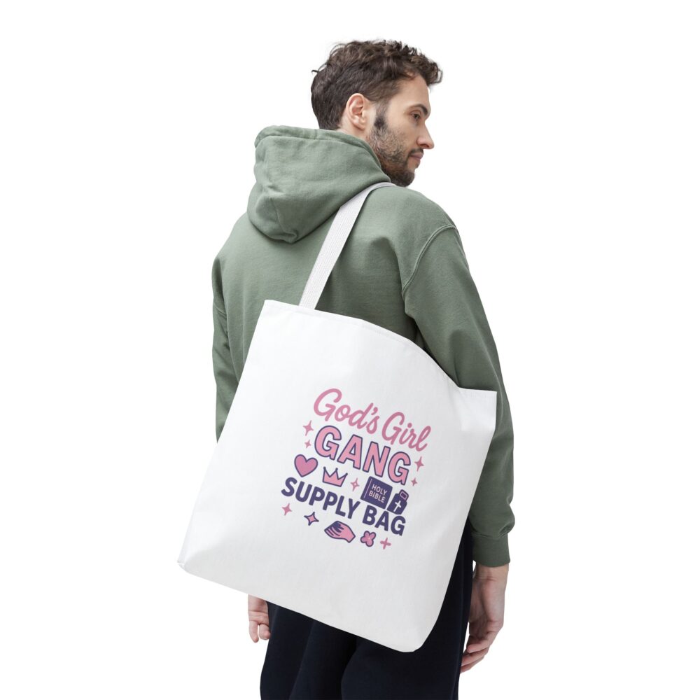 "God's Girl Gang Supply Bag" - Tote Bag for Empowered Women, Stylish Gift, Everyday Use, Weekend Outings, Prayer Group Essentials - Image 9