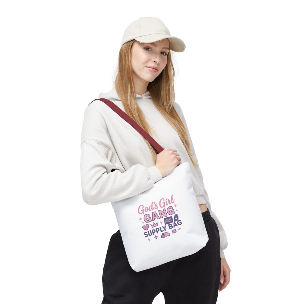 "God's Girl Gang Supply Bag" - Tote Bag for Empowered Women, Stylish Gift, Everyday Use, Weekend Outings, Prayer Group Essentials - Image 4