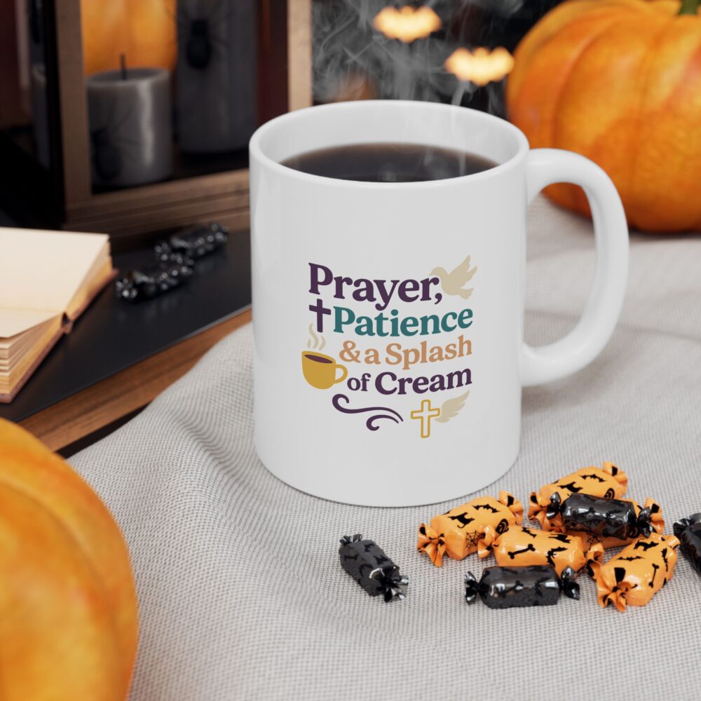 Prayer Patience & Splash of Cream - Ceramic Mug - "Perfect Peace" Inspirational Coffee Mug for Relaxation, Gift for Self-Care, Cozy Home Decor, Sips of Joy, Mindfulness Mug - Image 6