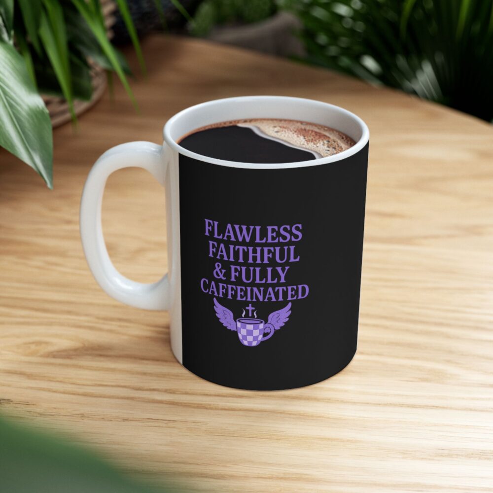 Flawless Faithful & Fully Caffeinated Mystical Black Ceramic Mug, Perfect for Coffee Lovers, Halloween, Witchcraft Gifts, Gift for Her, Customizable Drinkware - Image 7
