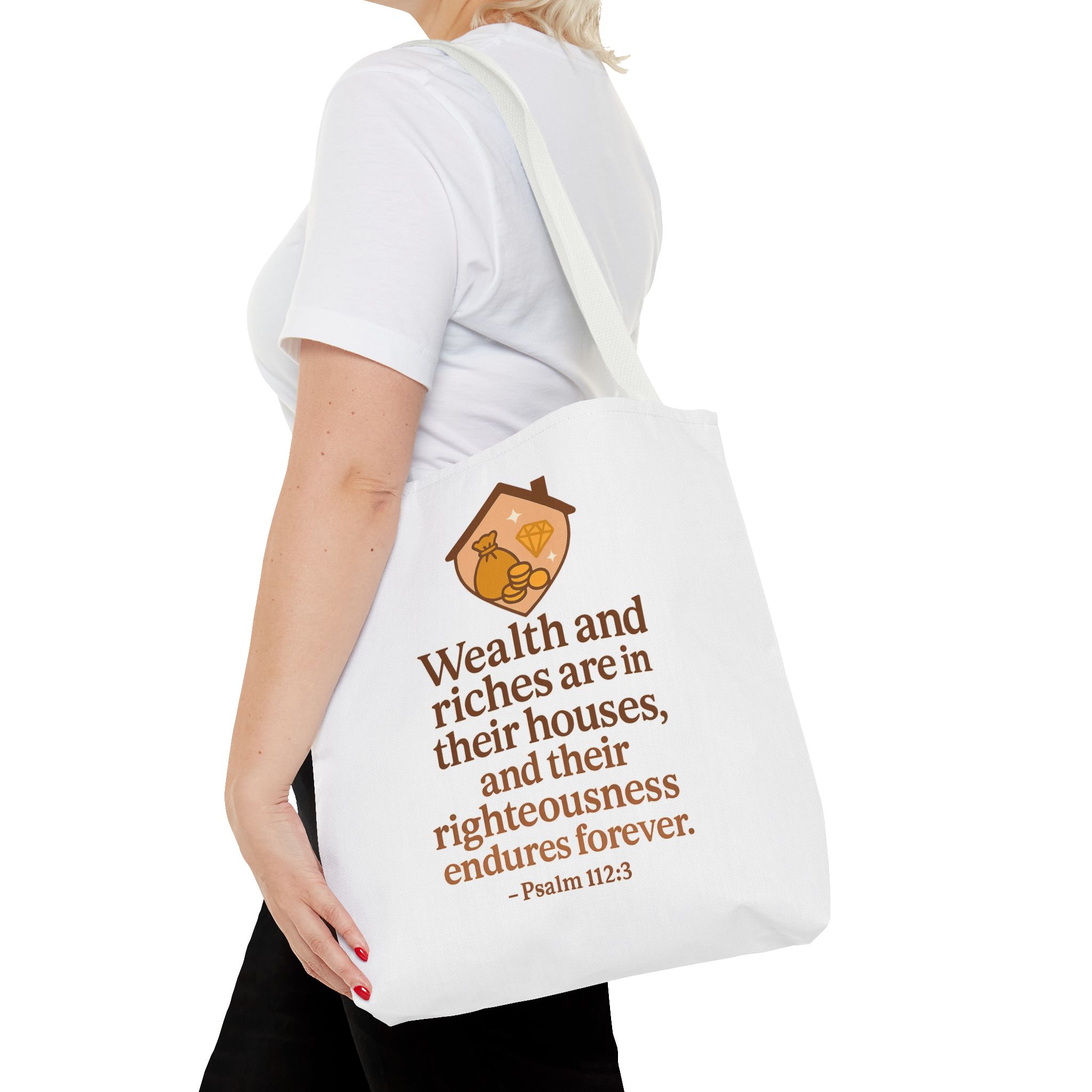 Inspirational Tote Bag, Bible Verse Carryall, Motivational Shopping Bag, Gift for Her, Psalm 112:3 Quote Bag, Versatile Everyday Tote - Image 37