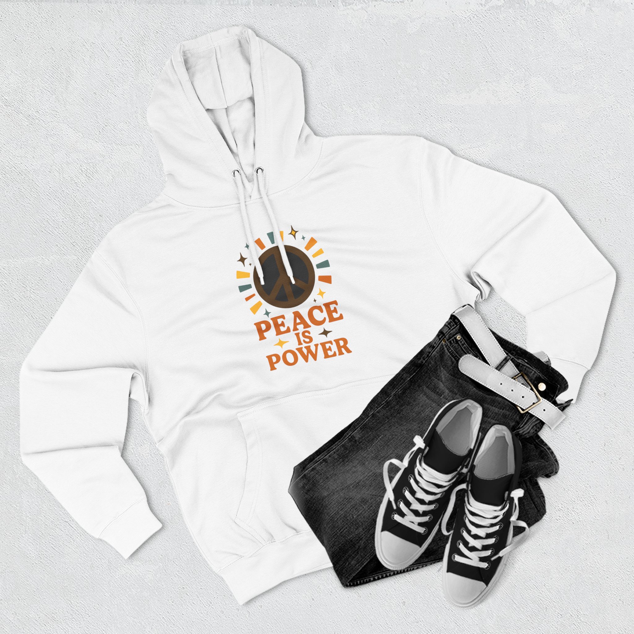 Peace is Power Fleece Hoodie - Cozy Unisex Sweatshirt, Gift for Activists, Warm Layer for Events, Inspirational Apparel - Image 7