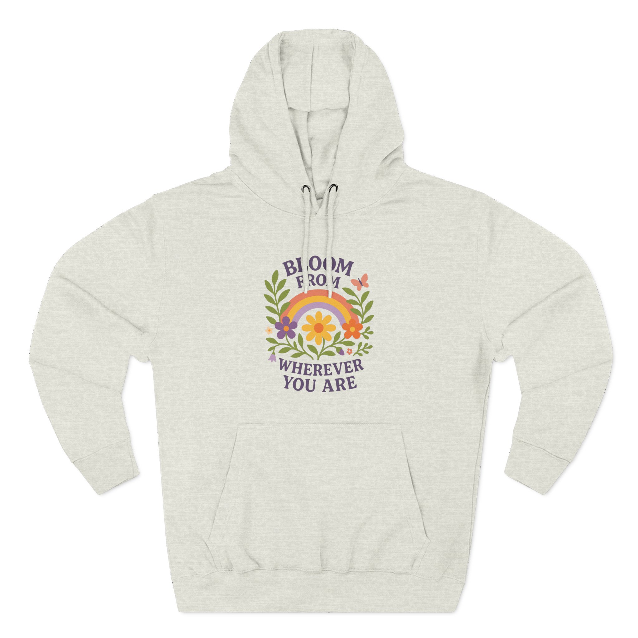 Bloom Wherever You Are Fleece Hoodie - Cozy Floral Sweatshirt for Growth & Positivity, Ideal for Gifts, Home, Casual Wear - Image 8