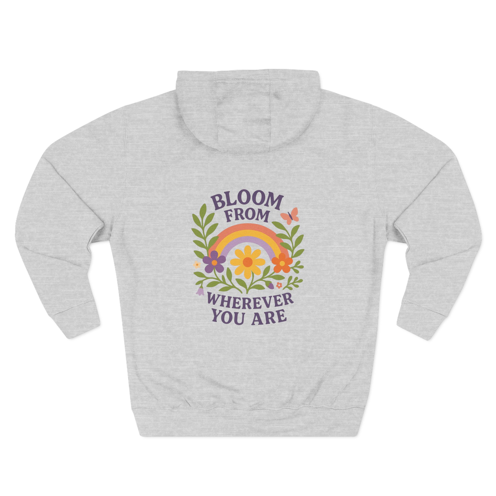 Bloom Wherever You Are Fleece Hoodie - Cozy Floral Sweatshirt for Growth & Positivity, Ideal for Gifts, Home, Casual Wear - Image 4