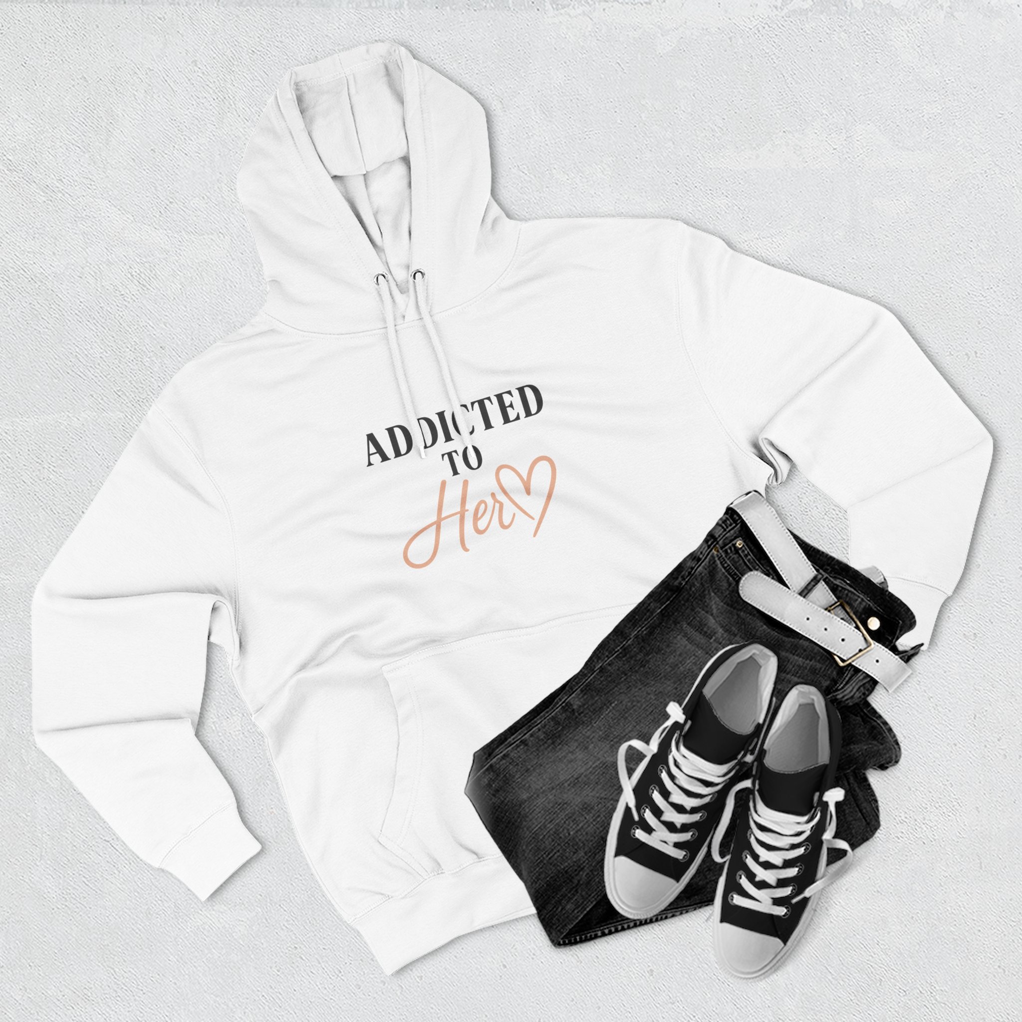 Addicted to Her Fleece Hoodie - Cozy Sweatshirt for Loved Ones, Gift for Girlfriends, Birthday Present, Relationship Apparel, Casual Wear - Image 3