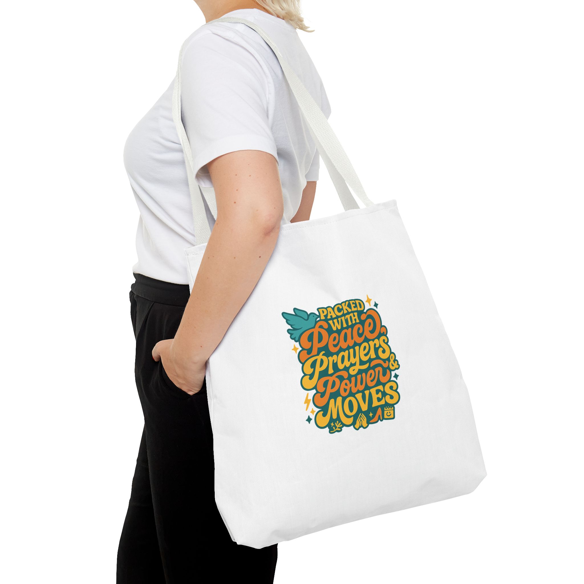 Empowerment Tote Bag - Packed with Peace, Prayers, Power Moves | Inspirational Tote, Motivational Gifts, Women's Handbag, Eco-Friendly Bag - Image 12