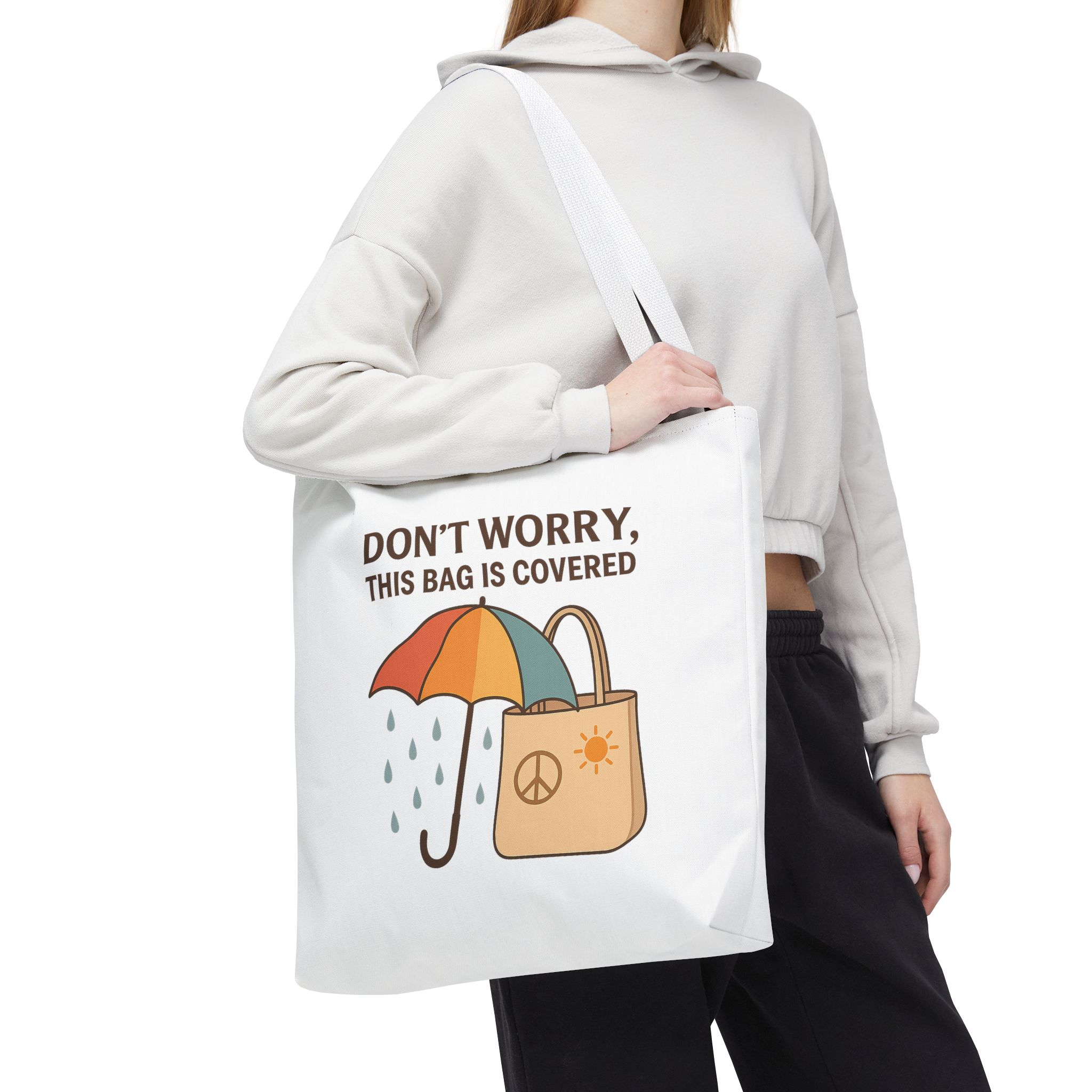 Lighthearted Tote Bag for Everyday Use, Eco-Friendly Shopping Bag, Rainy Day Carryall, Unique Gift for Friends, Funny Tote for All Occasions - Image 8