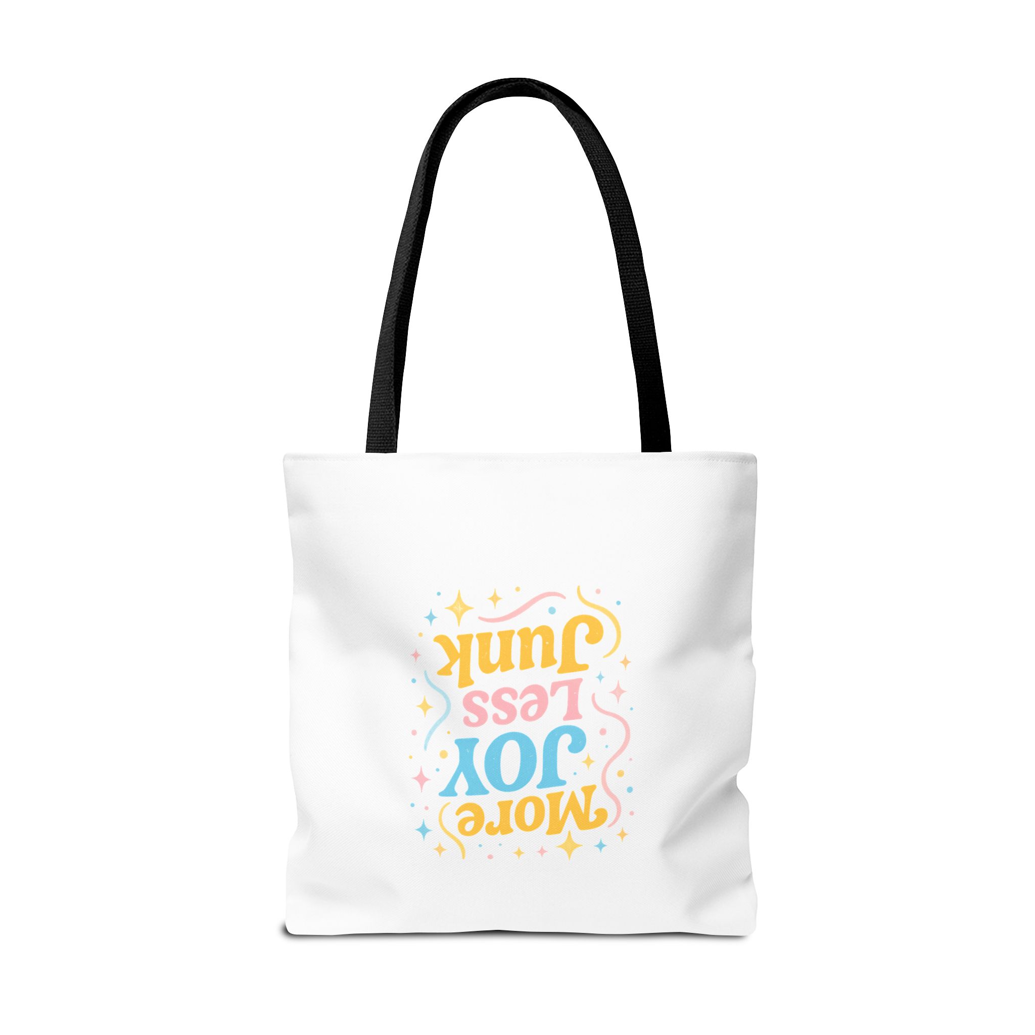 Joyful Tote Bag - More Joy Less Junk - Eco-Friendly Reusable Shopping Bag, Gift for Friends, Stylish Grocery Tote, Fun Everyday Tote - Image 5