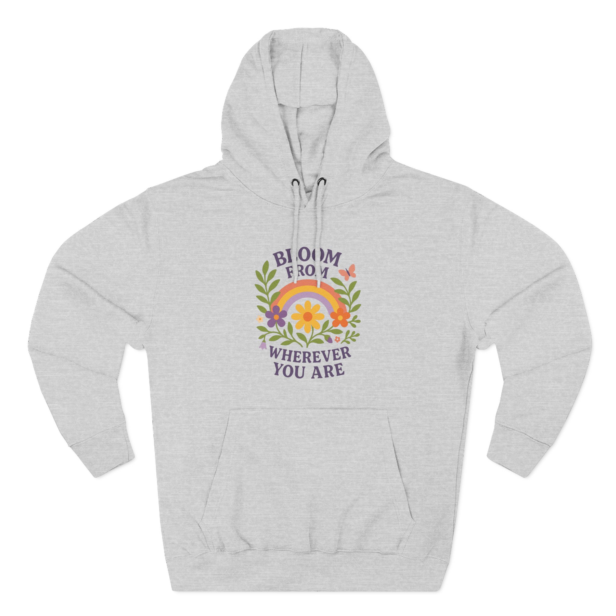 Bloom Wherever You Are Fleece Hoodie - Cozy Floral Sweatshirt for Growth & Positivity, Ideal for Gifts, Home, Casual Wear - Image 3