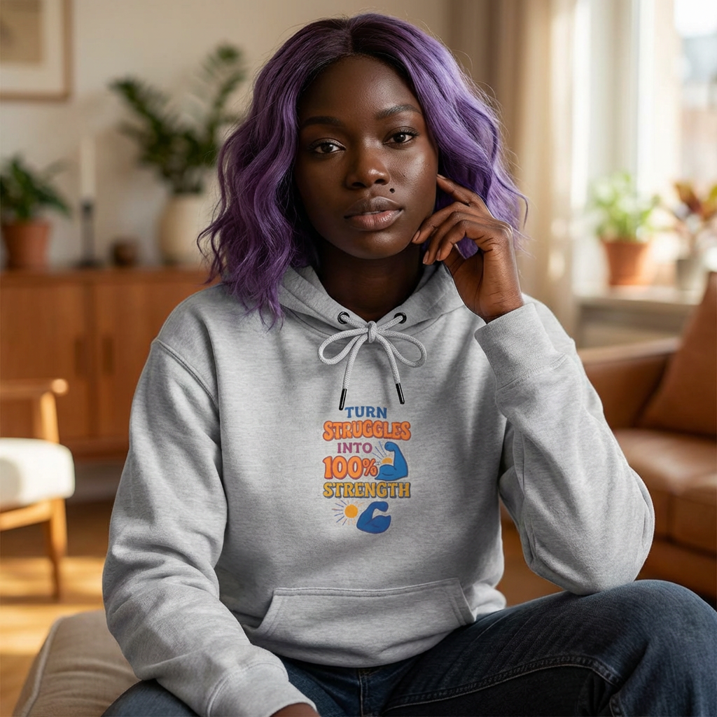 Inspiring Strength Fleece Hoodie, Motivational Sweatshirt, Fitness Gift, Workout Apparel, Positive Message Top - Image 2