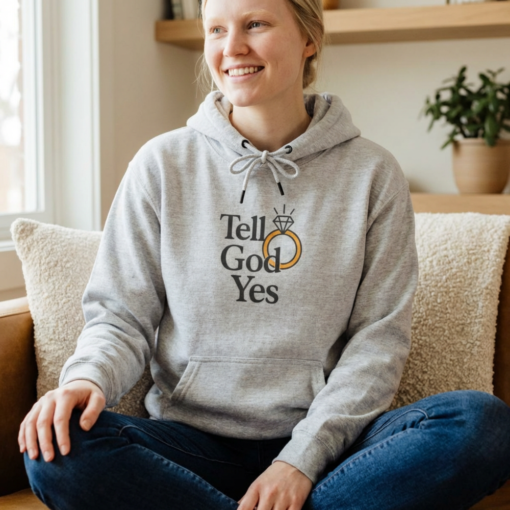 Three-Panel Fleece Hoodie: Faith-Inspired Comfort, Engagement Gift, Cozy Spiritual Wear, Wedding Celebration Hoodie, Inspirational Fashion