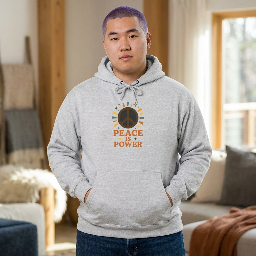 Peace is Power Fleece Hoodie - Cozy Unisex Sweatshirt, Gift for Activists, Warm Layer for Events, Inspirational Apparel