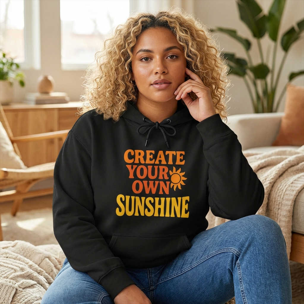 Create Your Own Sunshine Fleece Hoodie, Motivational Hoodie, Inspirational Gift, Cozy Sweatshirt, Uplifting Apparel, Sunshine Hoodie