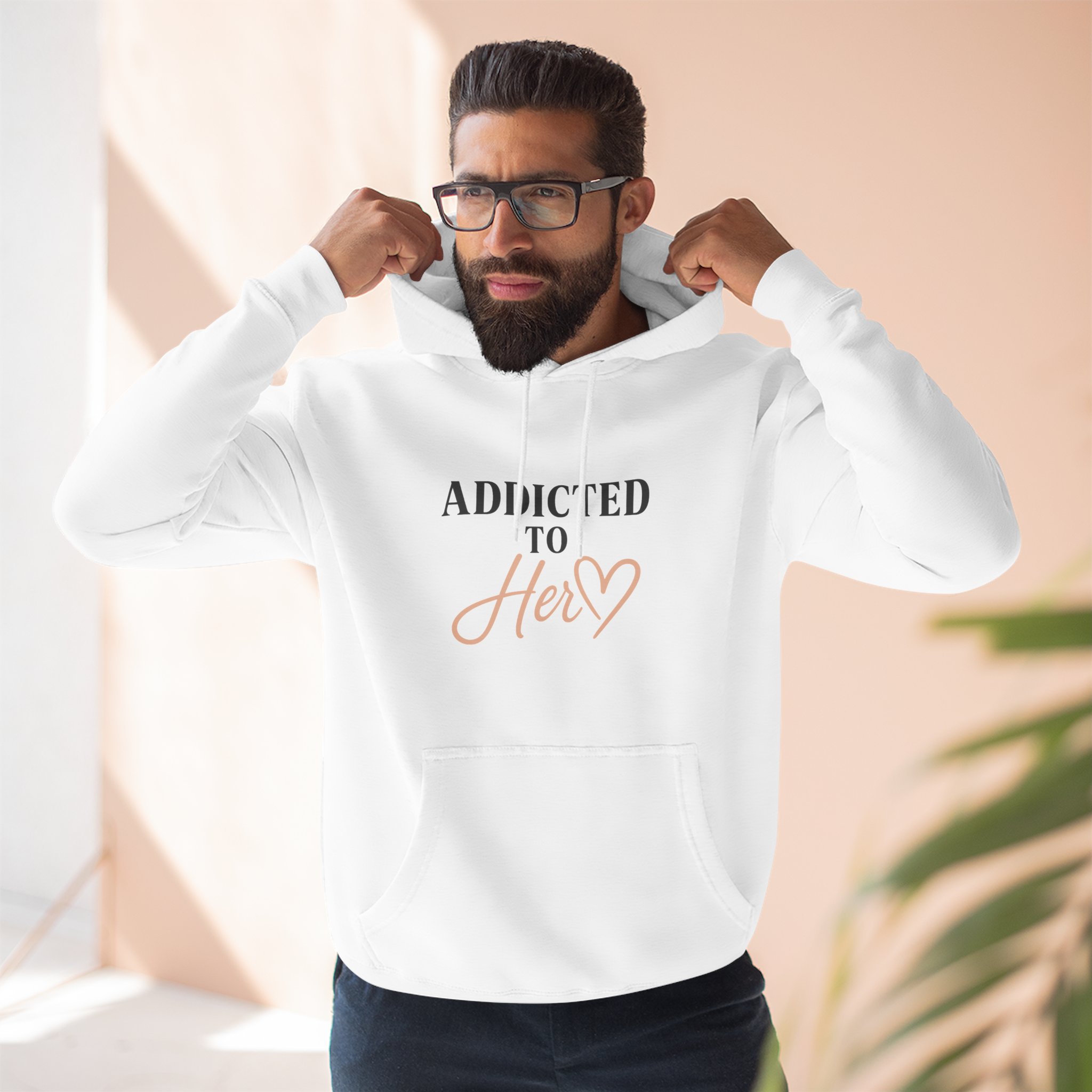 Addicted to Her Fleece Hoodie - Cozy Sweatshirt for Loved Ones, Gift for Girlfriends, Birthday Present, Relationship Apparel, Casual Wear - Image 4