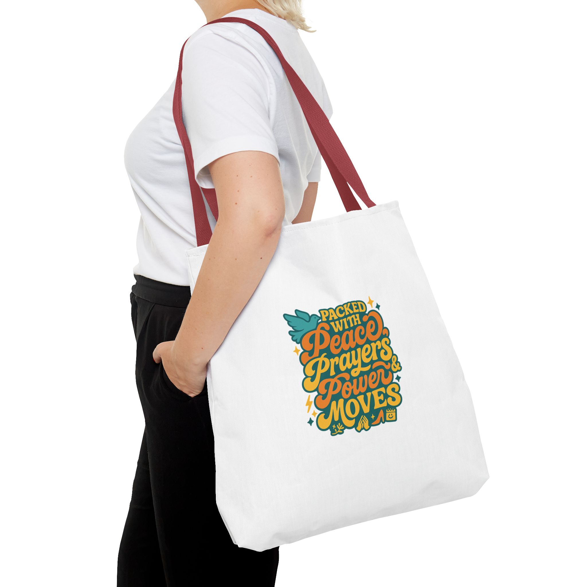 Empowerment Tote Bag - Packed with Peace, Prayers, Power Moves | Inspirational Tote, Motivational Gifts, Women's Handbag, Eco-Friendly Bag - Image 8