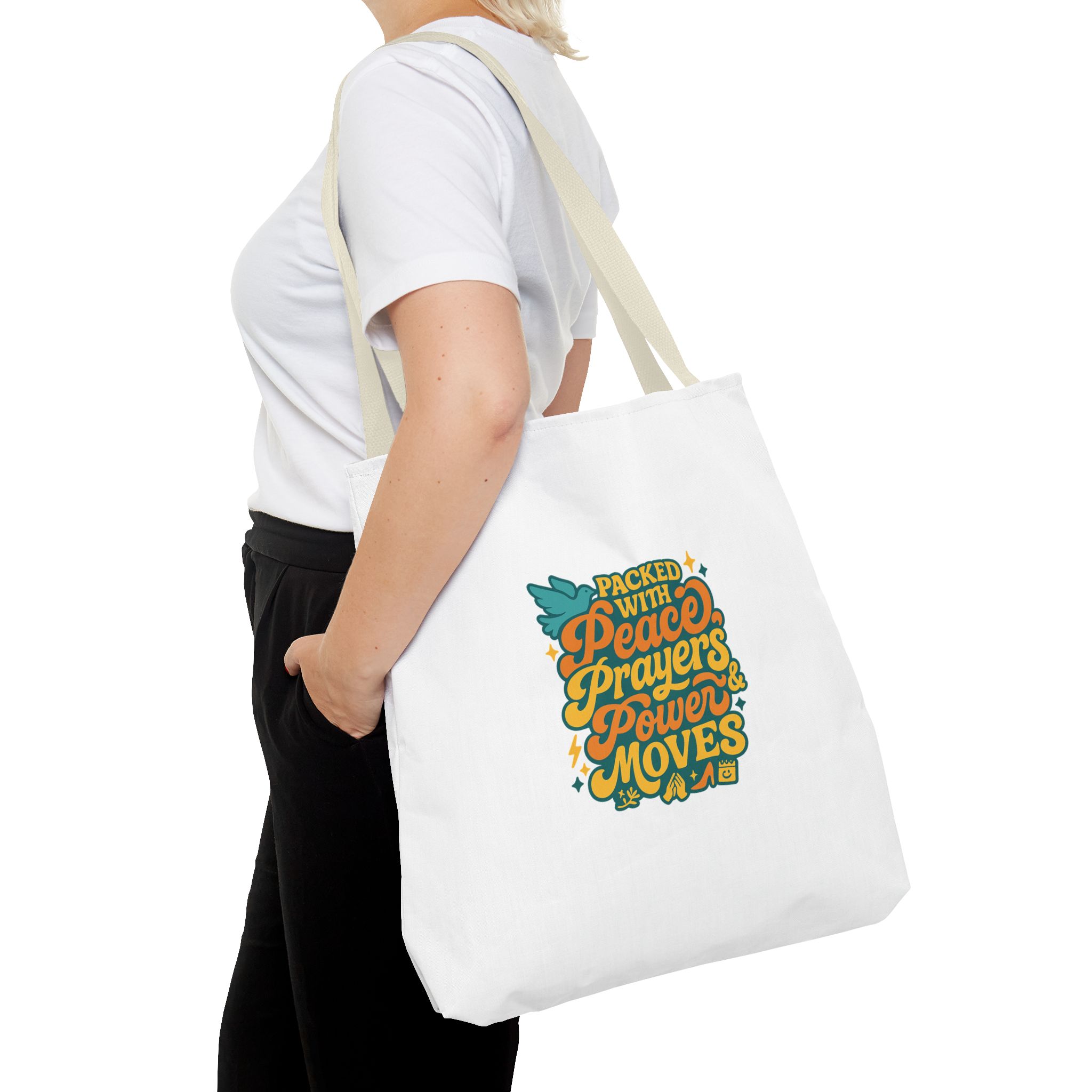 Empowerment Tote Bag - Packed with Peace, Prayers, Power Moves | Inspirational Tote, Motivational Gifts, Women's Handbag, Eco-Friendly Bag - Image 16