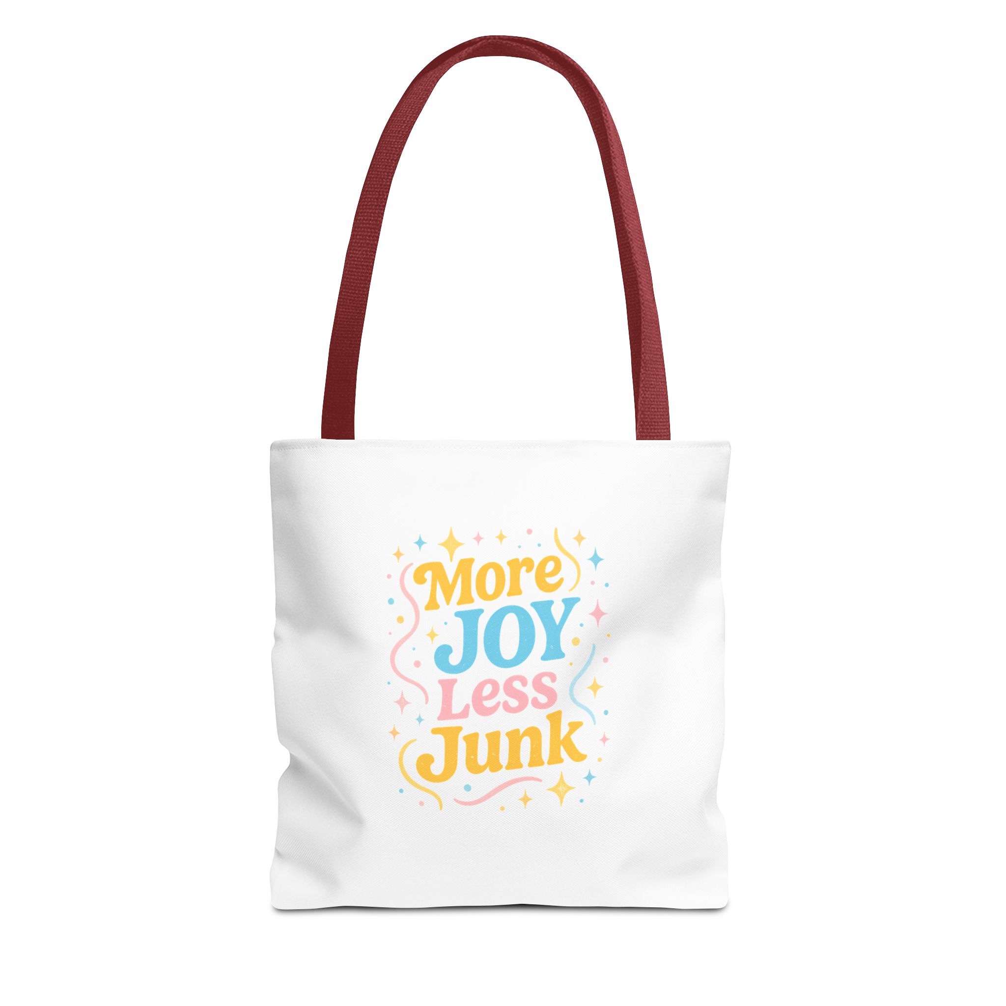 Joyful Tote Bag - More Joy Less Junk - Eco-Friendly Reusable Shopping Bag, Gift for Friends, Stylish Grocery Tote, Fun Everyday Tote - Image 7