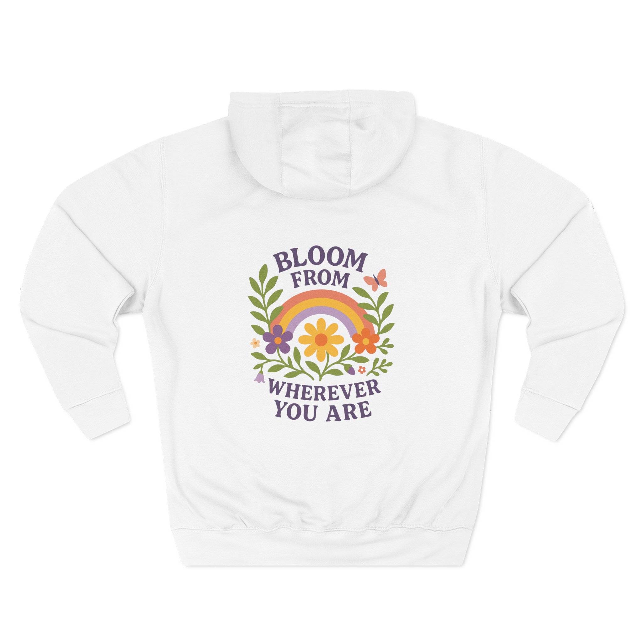 Bloom Wherever You Are Fleece Hoodie - Cozy Floral Sweatshirt for Growth & Positivity, Ideal for Gifts, Home, Casual Wear