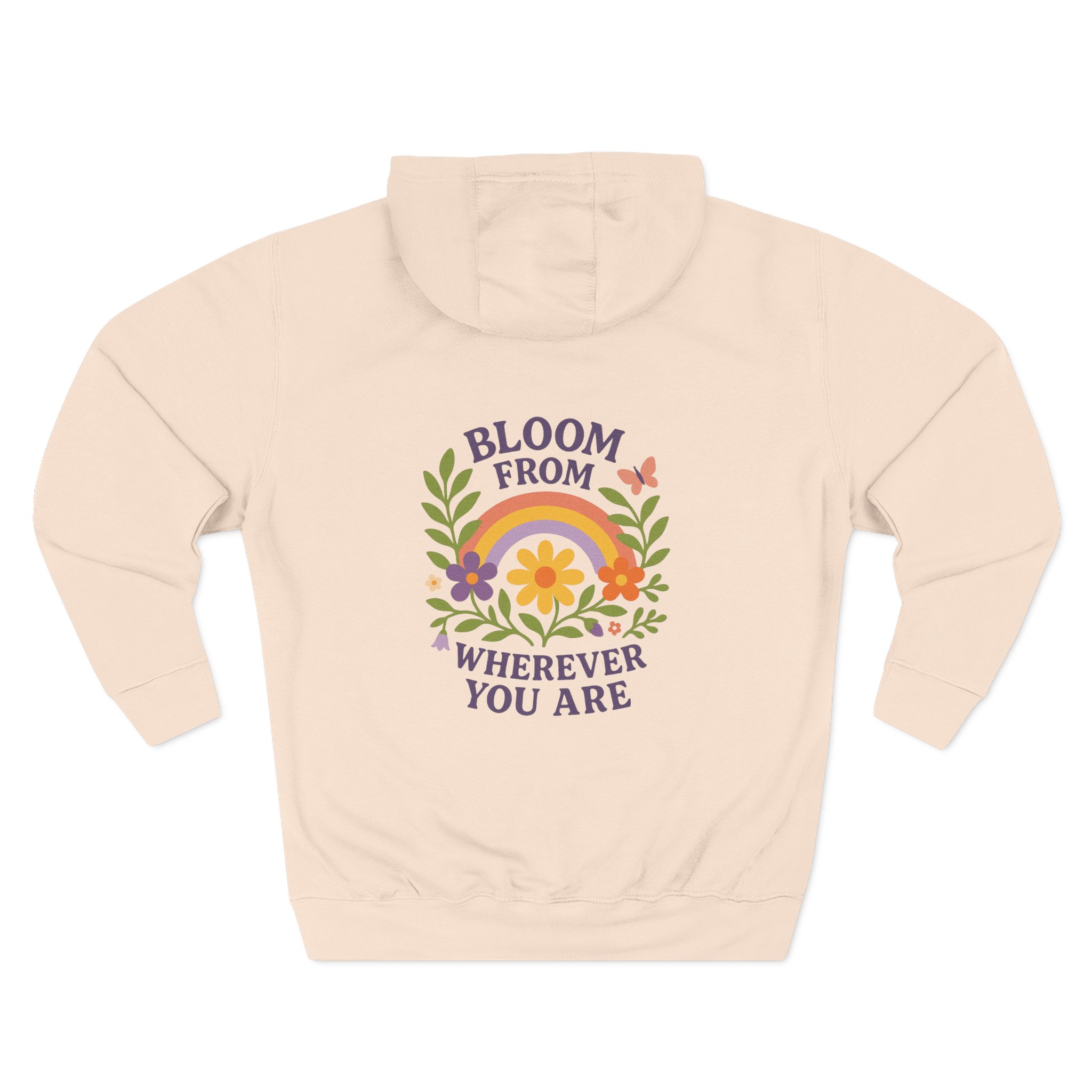 Bloom Wherever You Are Fleece Hoodie - Cozy Floral Sweatshirt for Growth & Positivity, Ideal for Gifts, Home, Casual Wear - Image 7