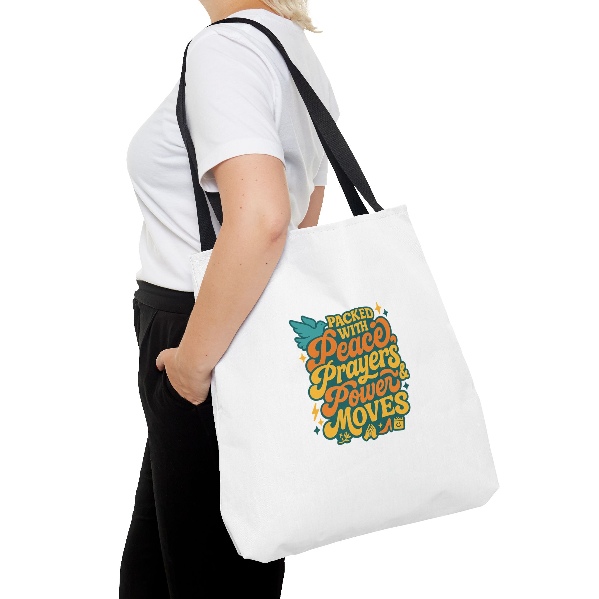Empowerment Tote Bag - Packed with Peace, Prayers, Power Moves | Inspirational Tote, Motivational Gifts, Women's Handbag, Eco-Friendly Bag - Image 4