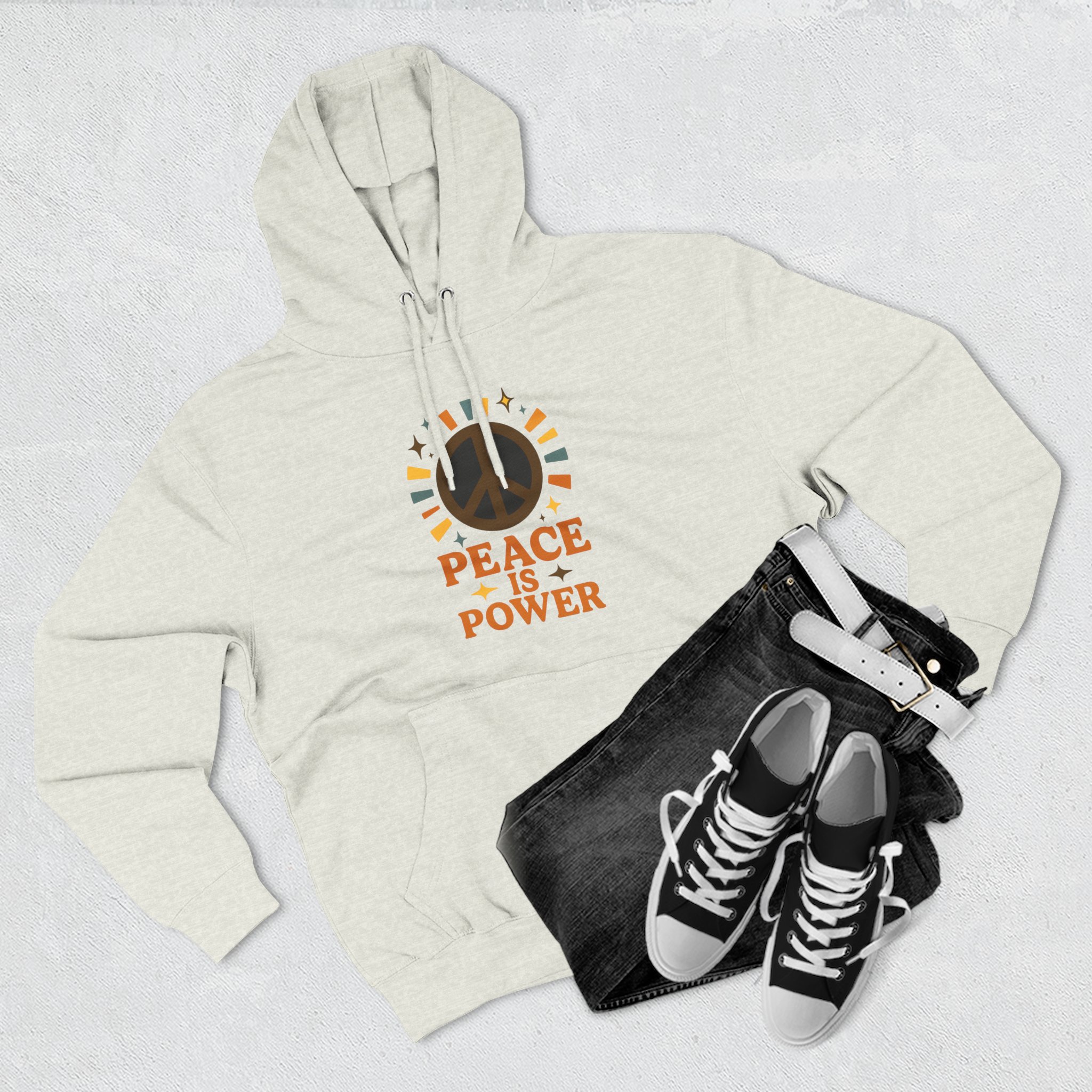 Peace is Power Fleece Hoodie - Cozy Unisex Sweatshirt, Gift for Activists, Warm Layer for Events, Inspirational Apparel - Image 13