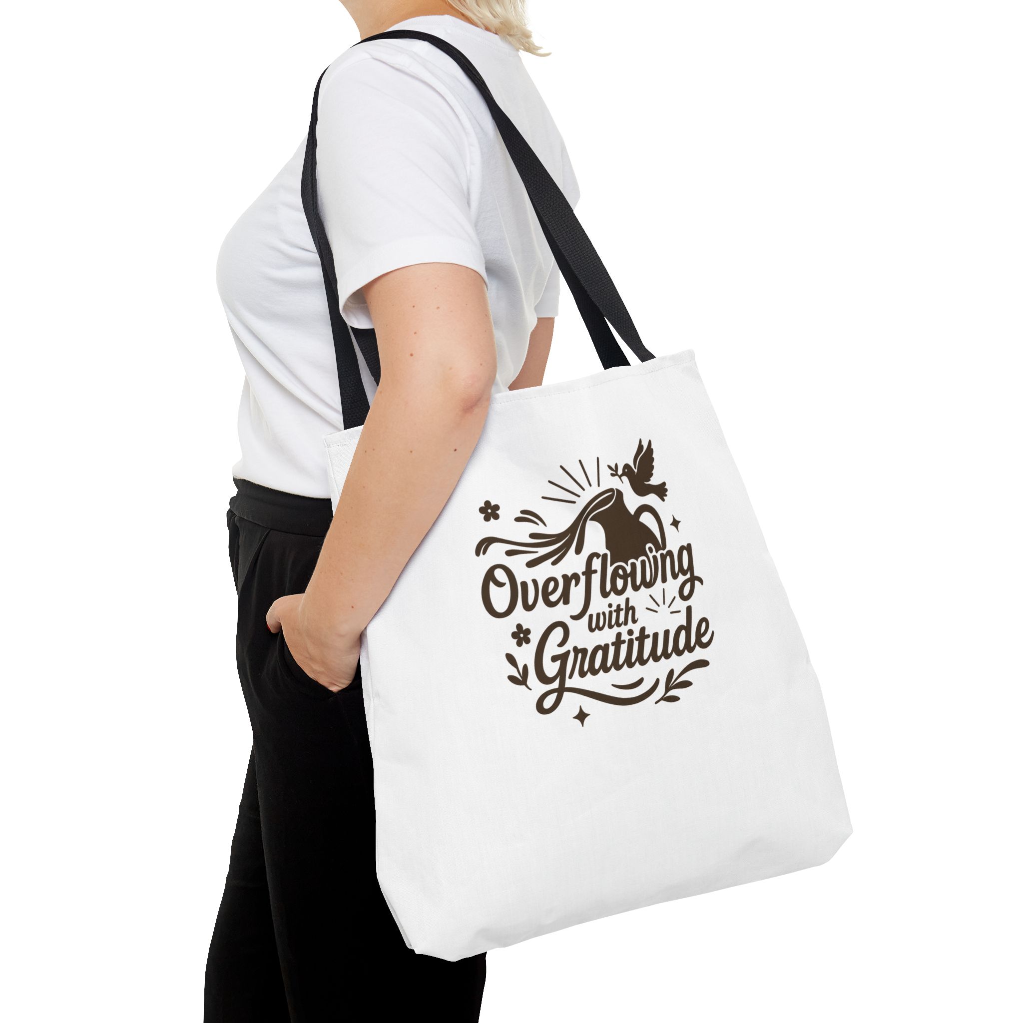 Gratitude Tote Bag, Eco-Friendly Shopper, Beach Bag, Gift for Her, Holiday Accessory, Positive Vibes, Everyday Use - Image 4