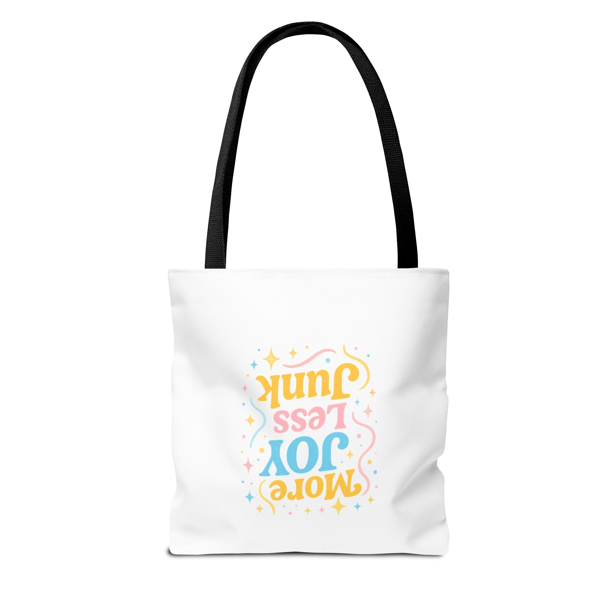 Joyful Tote Bag - More Joy Less Junk - Eco-Friendly Reusable Shopping Bag, Gift for Friends, Stylish Grocery Tote, Fun Everyday Tote - Image 3