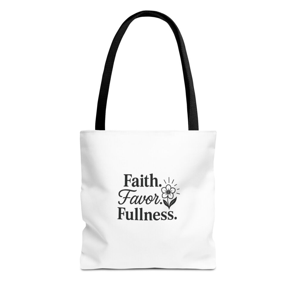 Inspirational Tote Bag, Faith Favor Fullness Gift, Eco-Friendly Shopping Bag, Motivational Purse, Spiritual Gift for Women