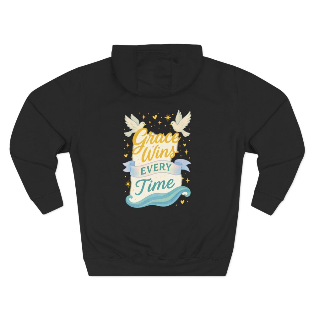 Grace Wins Fleece Hoodie | Inspirational Sweatshirt for Comfort and Faith, Perfect Gift for Prayer, Spiritual Growth, Casual Wear