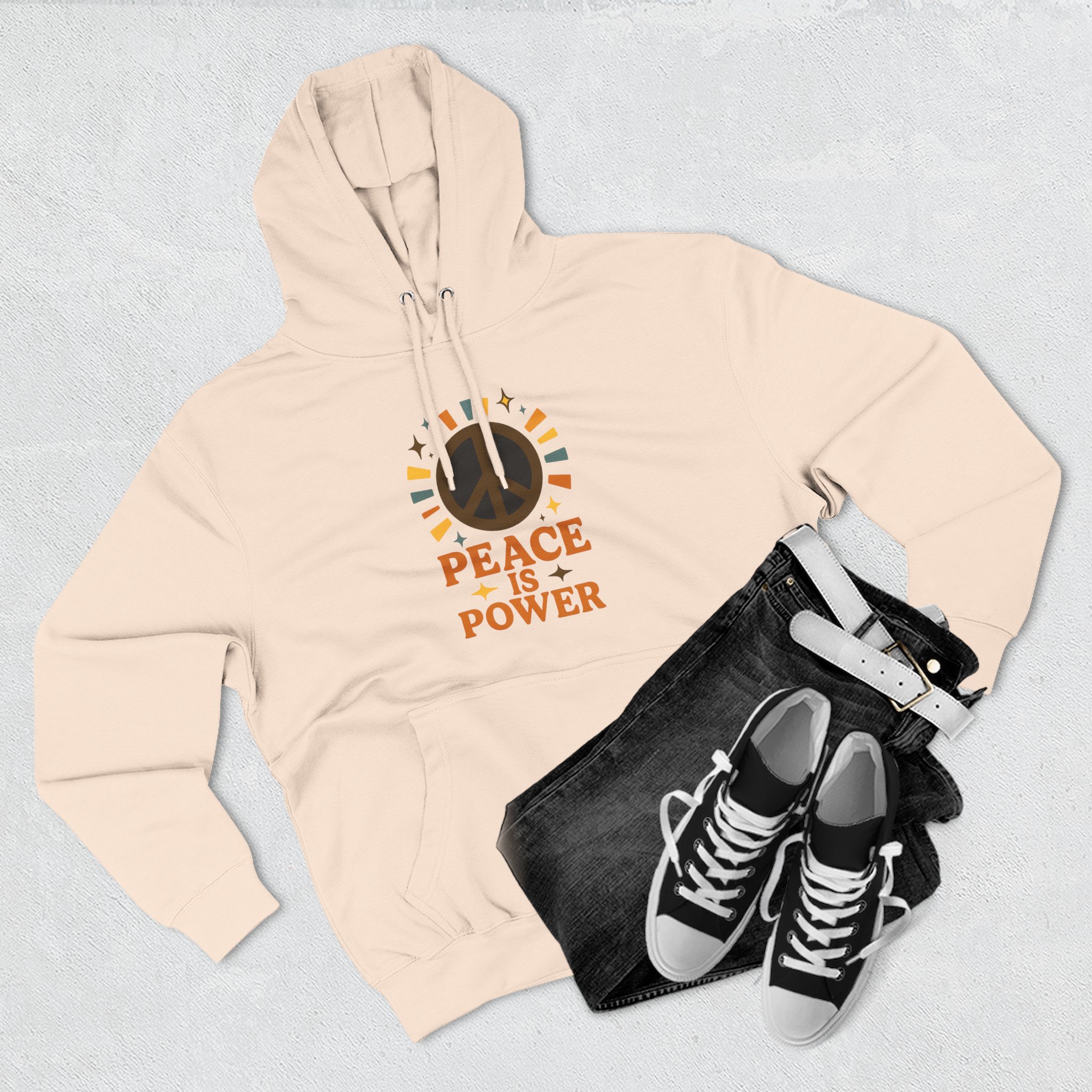 Peace is Power Fleece Hoodie - Cozy Unisex Sweatshirt, Gift for Activists, Warm Layer for Events, Inspirational Apparel - Image 10
